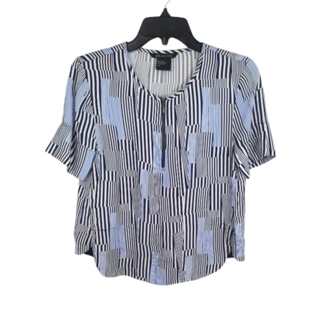{A/X Armani Exchange} Multicolor Grid Mix Blouse